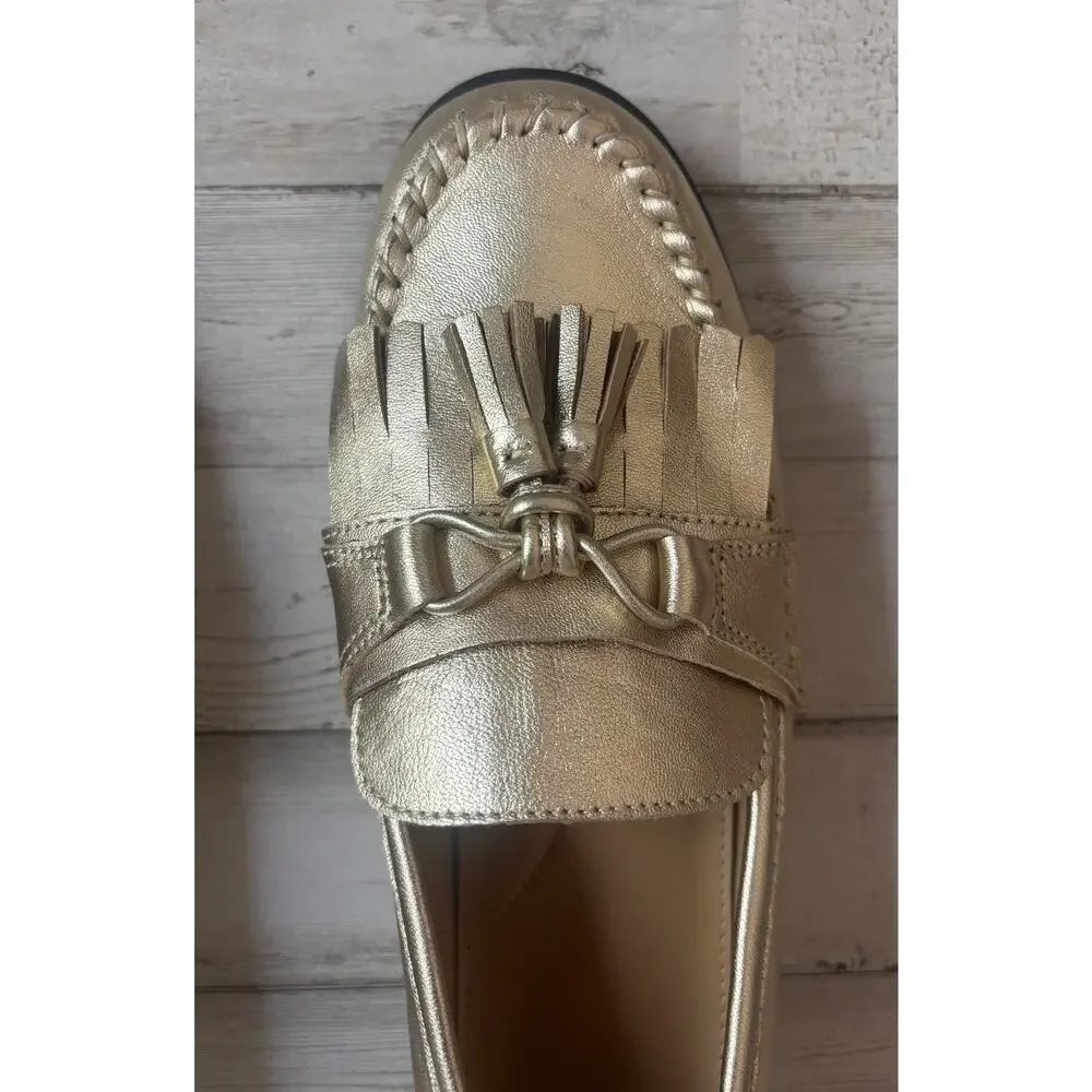 Laura Kiltie Tasseled Gold Loafers - Nappa Girls sz 5M